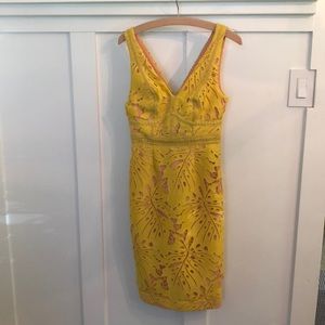 Anthropologie Maeve yellow lace cocktail dress